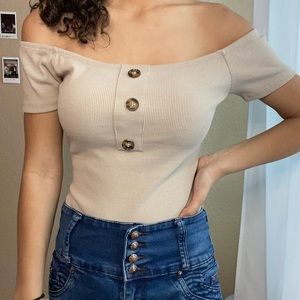 Cream off the shoulder top